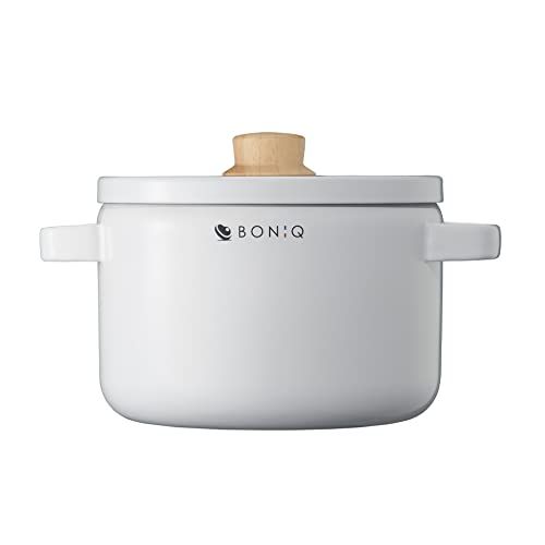ボニーク 鍋 BONIQ ホーロー ピュアホワイト パスタ鍋 深鍋 調理鍋 直火 IH キャセロール 5.6L 直径22cm 高さ19cm（蓋なしの高さ15cm） 低温調理器 鍋 低温調理″mn ae8cfe83