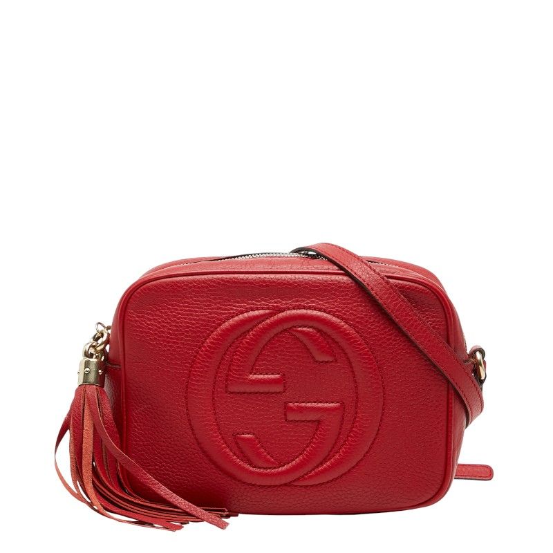 グッチ インターロッキングG ソーホー 斜め掛け ショルダーバッグ 308364 レッド レザー レディース GUCCI【1-0253829】