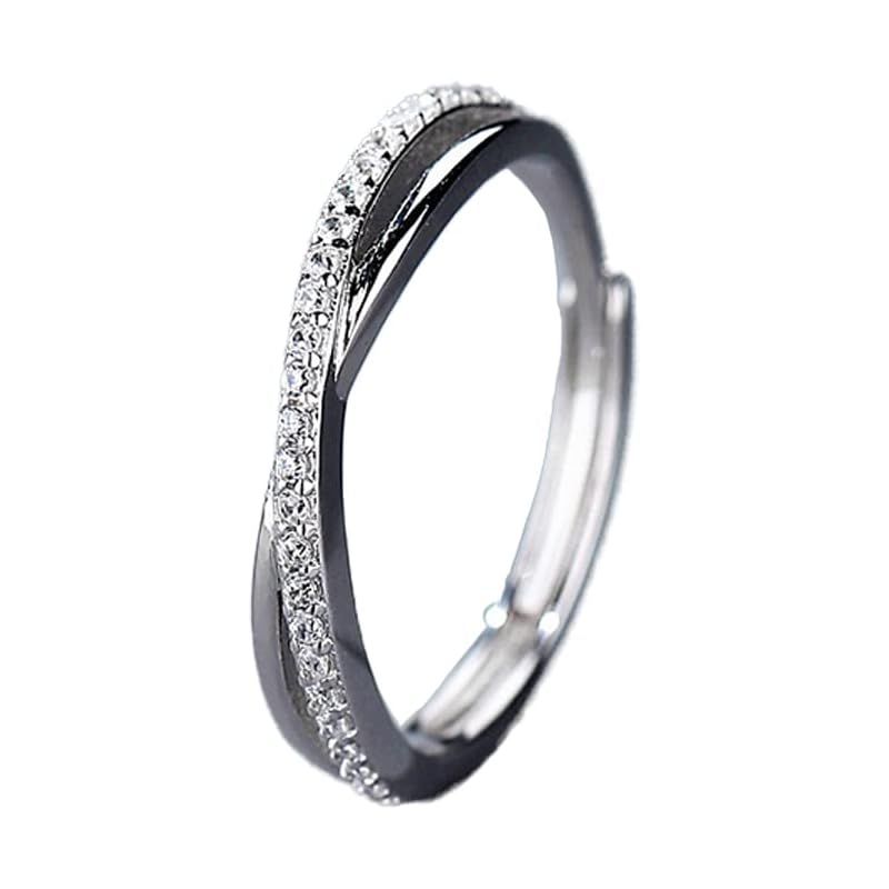 [gulamu jewelry] 指輪 フリーサイズ レディース シルバー925 金属アレルギー対応 エタニティ クロスデザイン シンプル 上品 カジュアル リング 記念日 誕生日 プレゼント 女性 彼女 プラチナ