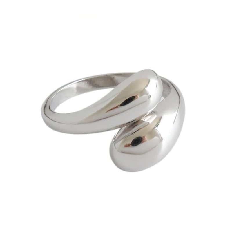 [gulamu jewelry] グラムジュエリー 雫 しずく ドロップ 指輪 レディース フリーサイズ リング プレゼント 女性 彼女 妻 人気 プラチナ仕上げ シルバー925 金属アレルギー対応 プラチナ