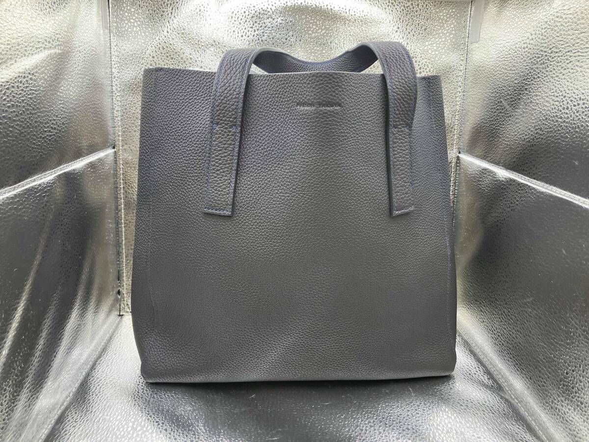 MAISON TAKUYA トートバッグ uni brief S シュランケンカーフ レザーバック ミッドナイトブルー メゾンタクヤ
