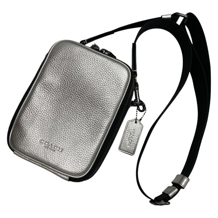 美品/COACH/コーチ/シルバーカラーメタリッククロスボディ/ミニショルダーバッグ/ポーチ/CO763/FB4428