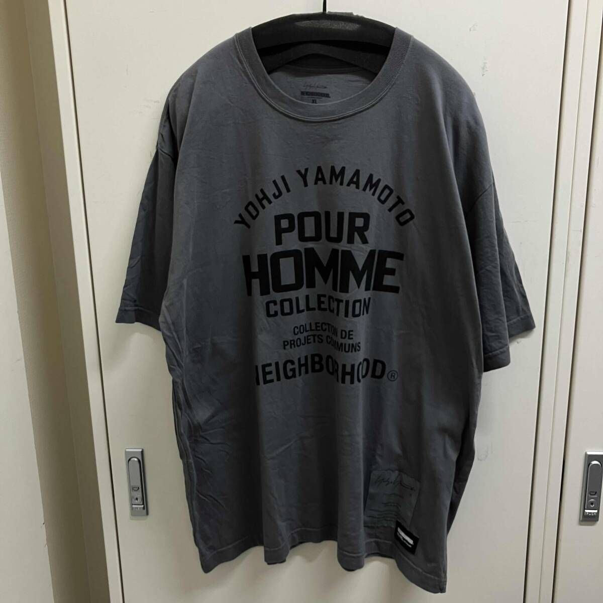 25ss YOHJI YAMAMOTO POUR HOMME × NEIGHBORHOOD ロゴプリントカットソー XL グレー HP-T90-997 ヨウジヤマモトプールオム ネイバーフッド