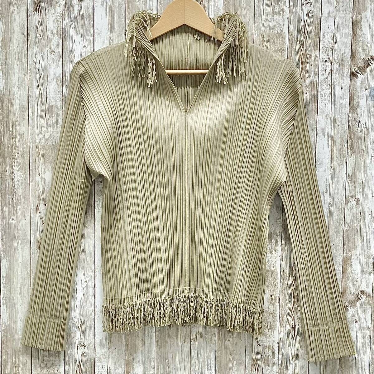 PLEATS PLEASE ISSEY MIYAKE イッセイミヤケ PP43-JK742 レディース ブラウス 長袖シャツ ベージュ size3 プリーツ加工