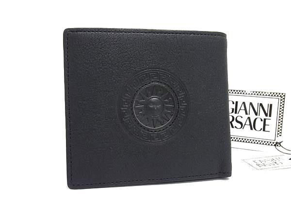 GIANNI VERSACE ジャンニ ヴェルサーチェ 二つ折り財布 サンバースト ブラック系 レザー メンズ 超美品 12,284円