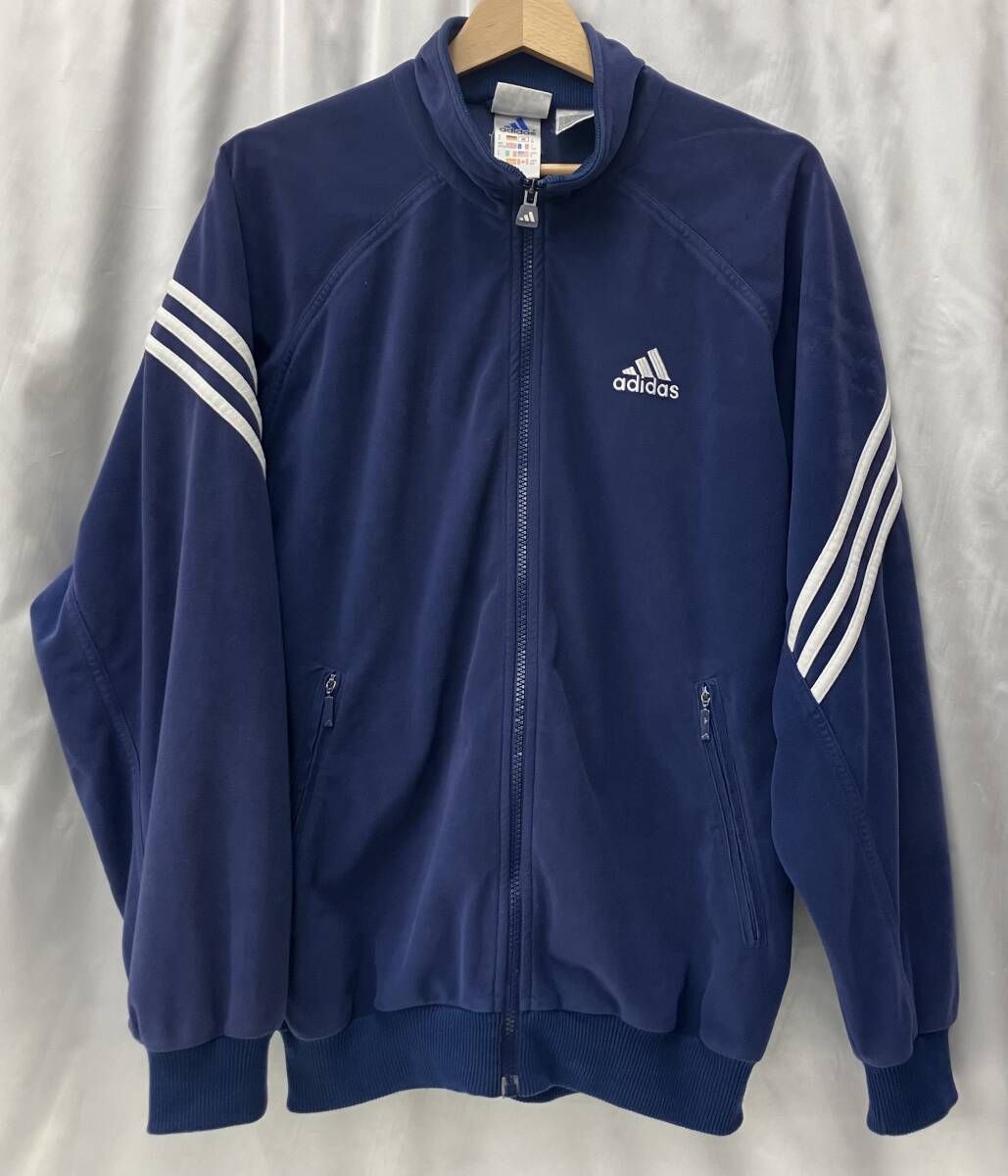 90's adidas アディダス トラックジャケット ベロアジャージ サイズ M ネイビー AK9001 メンズ