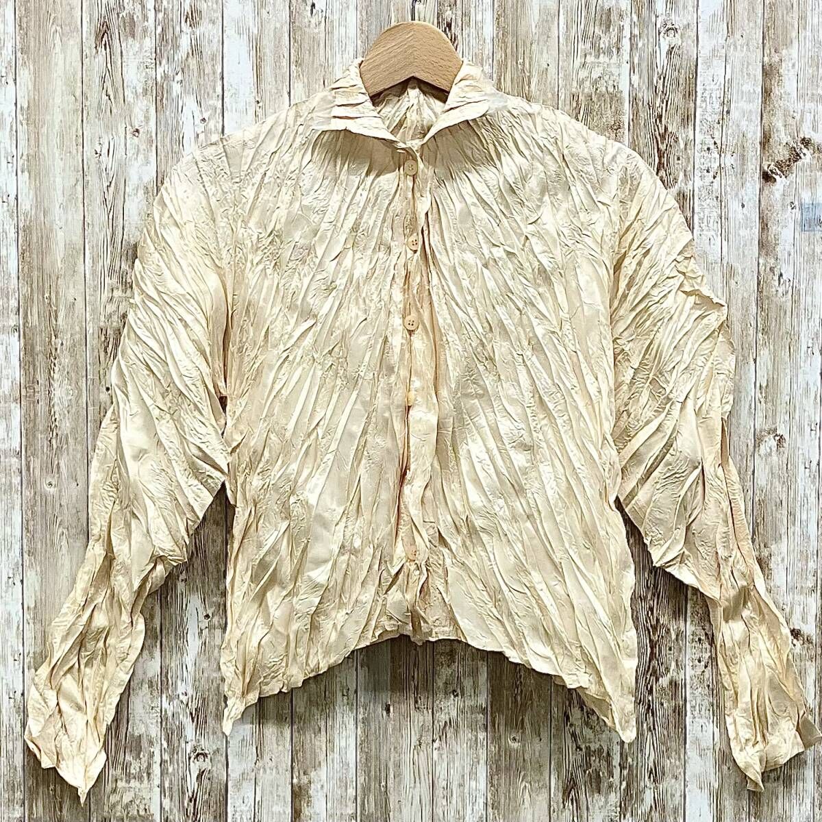 PLEATS PLEASE ISSEY MIYAKE イッセイミヤケ PP34-ZT928 レディース ブラウス 長袖シャツ size3 イエロー ライトイエロー シワ加工