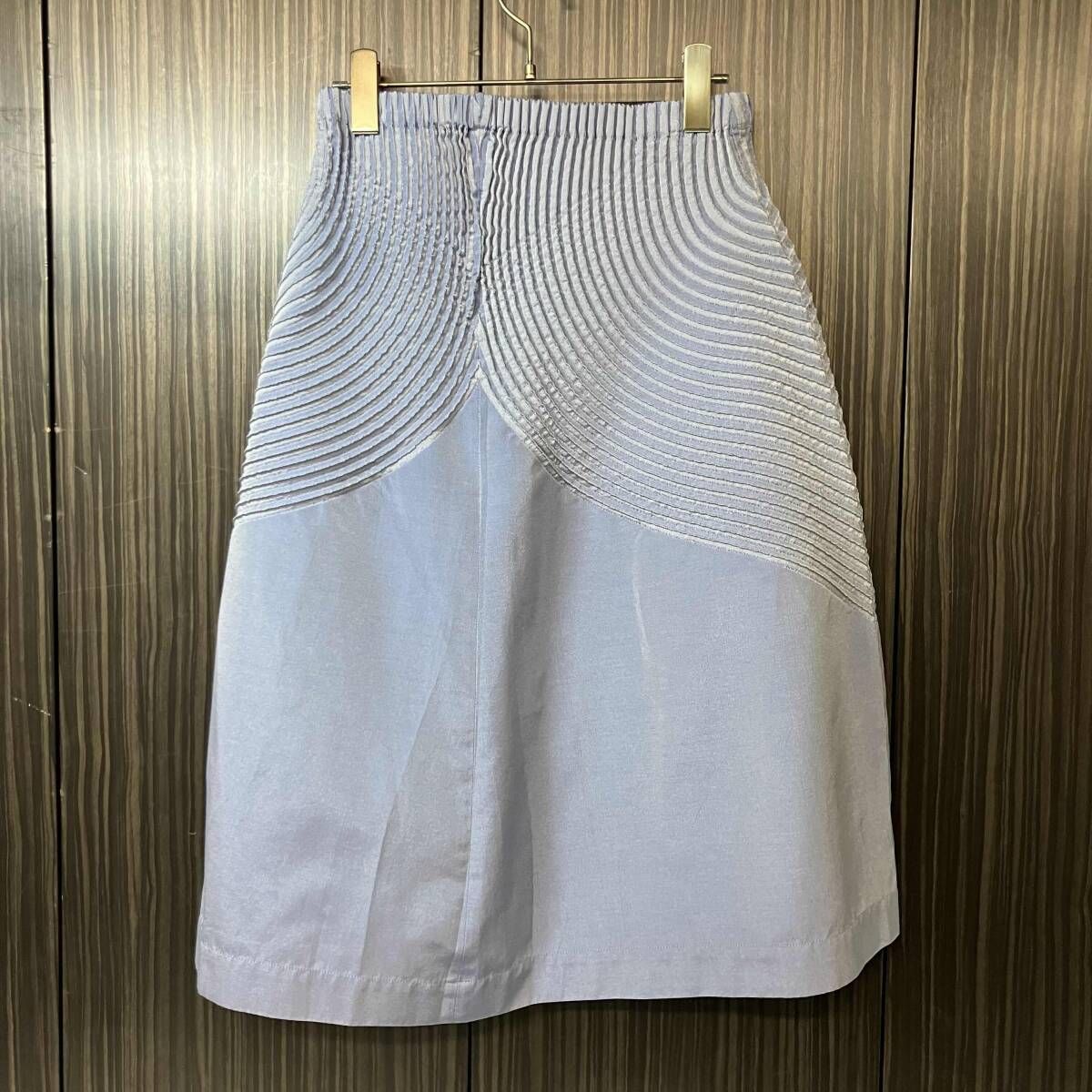 15ss 宮前期 ISSEY MIYAKE 3D STEAM STRECH サークルプリーツスカート サイズ2 ブルー系 イッセイミヤケ IM51FG005