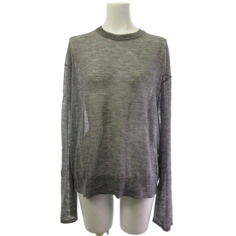 LH25A-KN040 ローヘン SLASH CUFF SHEER KNIT ニットソー シースルー 長袖 グレー F
