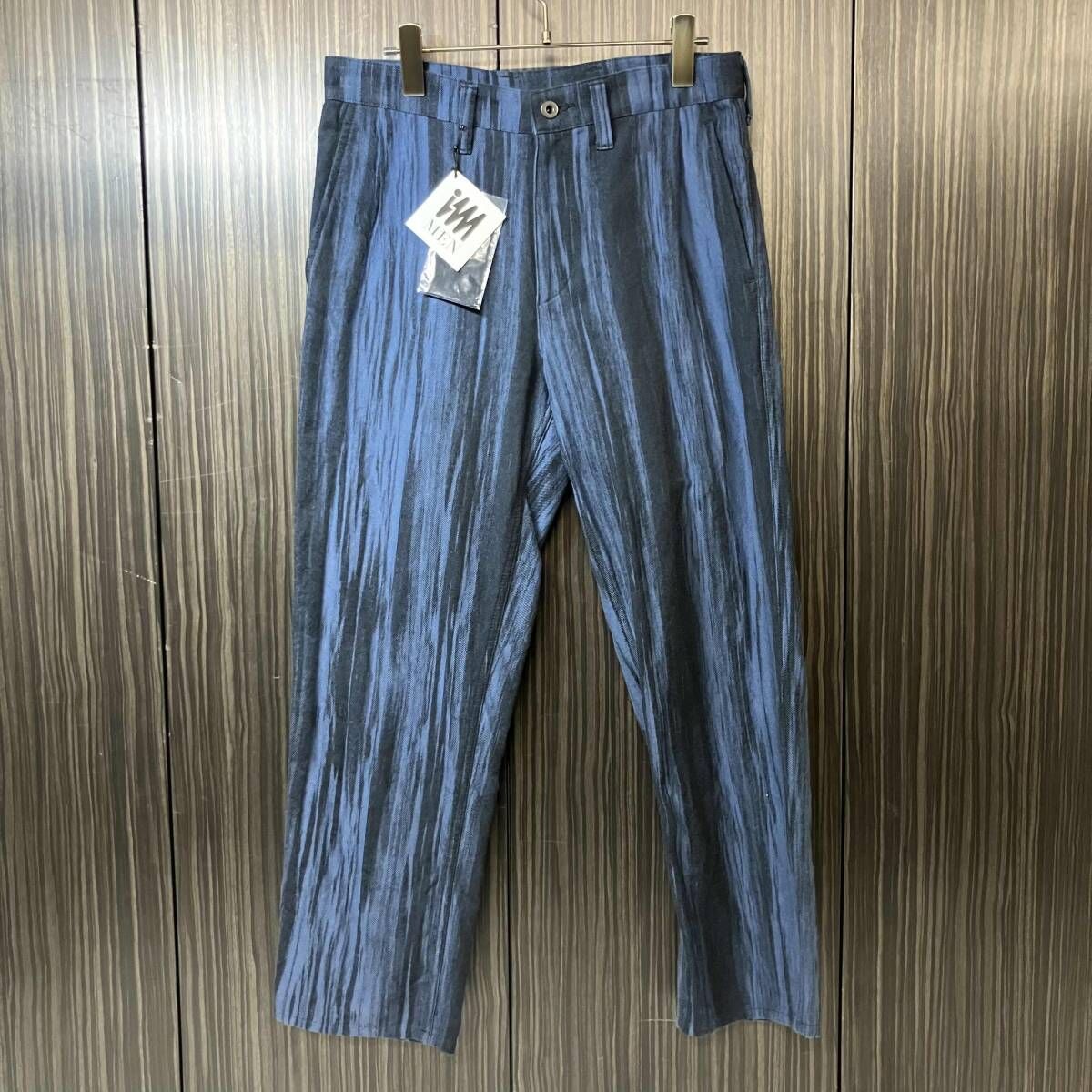 25AW IM MEN ISSEY MIYAKE 綿パン COTTON JACQUARD サイズ2 ブルー LA53-FF159-73 アイムメンイッセイミヤケ