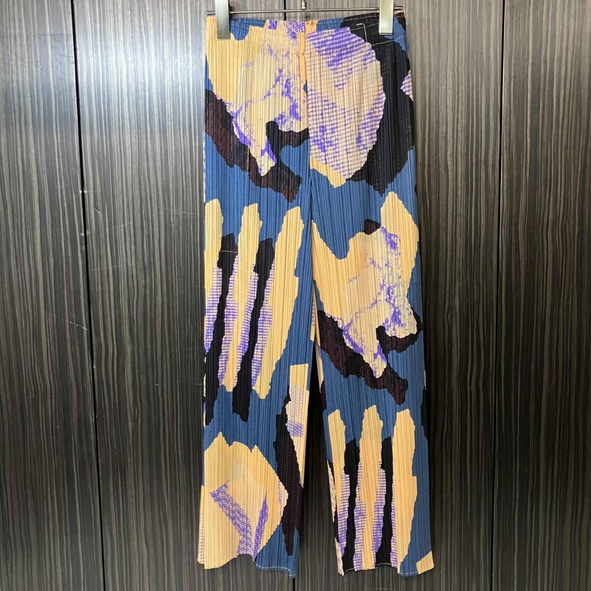 24AW PLEATS PLEASE METEORITE パンツ サイズ3 オレンジ ブルー PP43JF684 イッセイミヤケ プリーツプリーズ