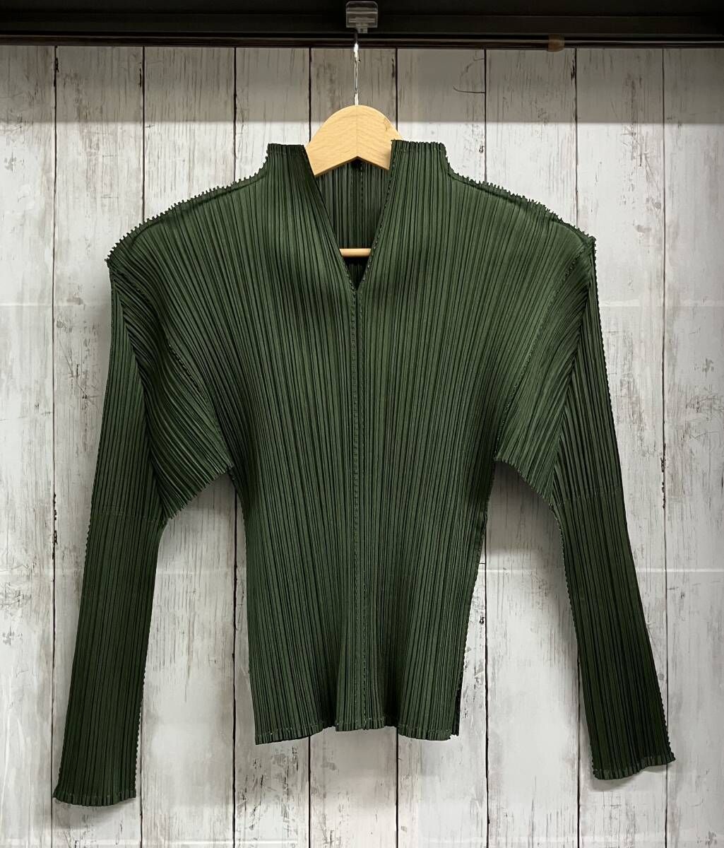PLEATS PLEASE ISSEY MIYAKE/長袖カットソー/サイズ3/モスグリーン/PP33-JK172