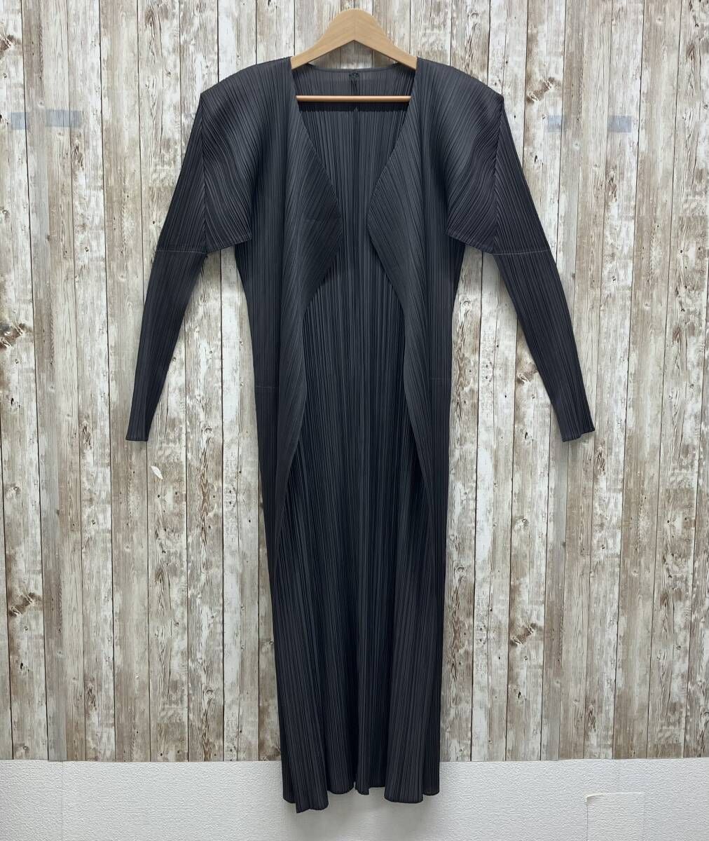 PLEATS PLEASE ISSEY MIYAKE イッセイミヤケ PP04-JH617 長袖カーディガン アンサンブル レディース size3 グレー プリーツ