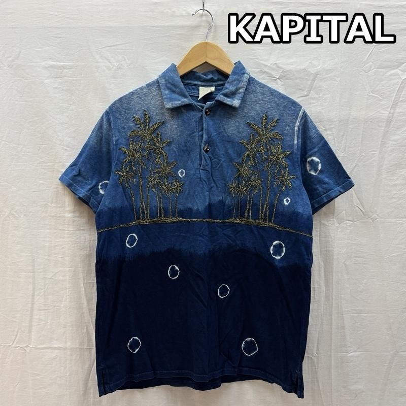 キャピタル ヤシの木 刺繍 インディゴ染め ポロシャツ 半袖 メンズ 2 ISItems【USED】【古着】【中古】50159799