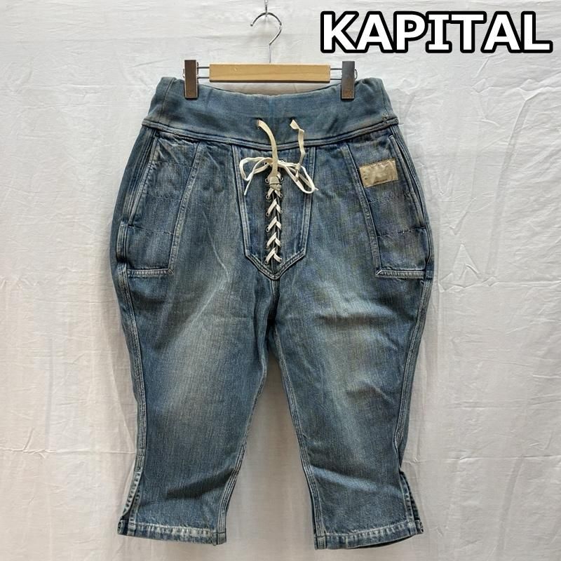 キャピタル サルエル デニム 乗馬 パンツ ユーズド加工 ひざ下丈 ゴム