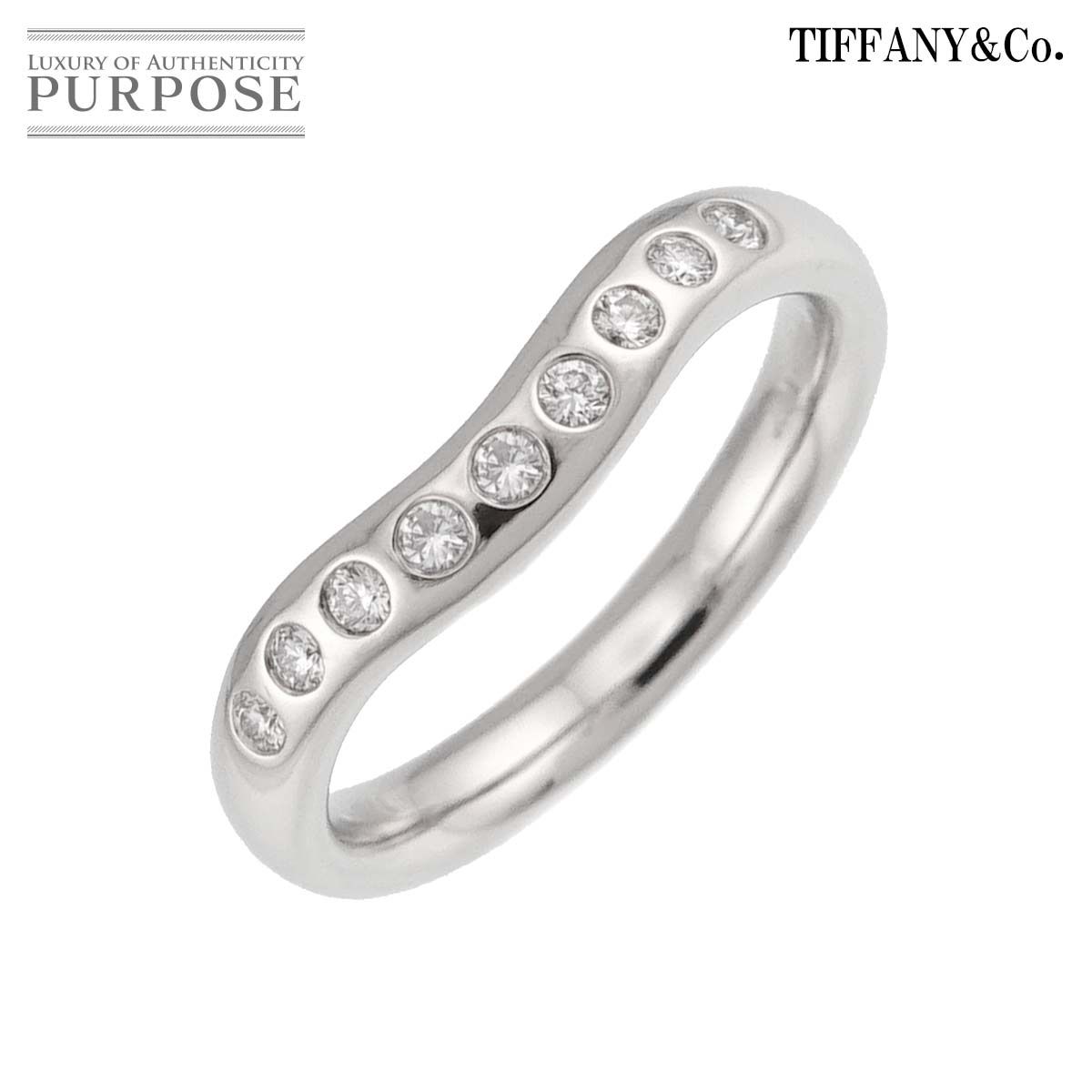 ティファニー TIFFANY&Co. ワイド カーブド バンド 8号 リング ダイヤ Pt プラチナ 指輪 Curved Band Ring 90318998