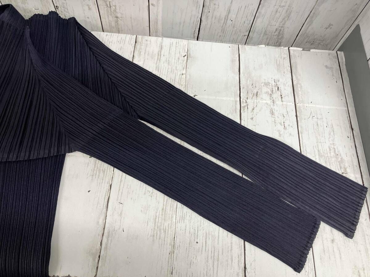 PLEATS PLEASE 長袖シャツ size3 ISSEY MIYAKE PLEATS PLEASE/長袖シャツ/サイズ3/ネイビー/PP04-JK624