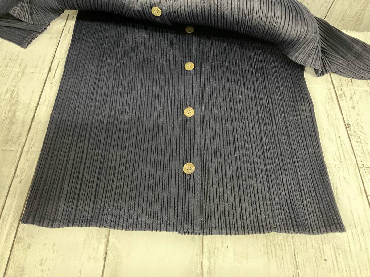 ISSEY MIYAKE PLEATS PLEASE/長袖シャツ/サイズ3/ネイビー/PP04-JK624