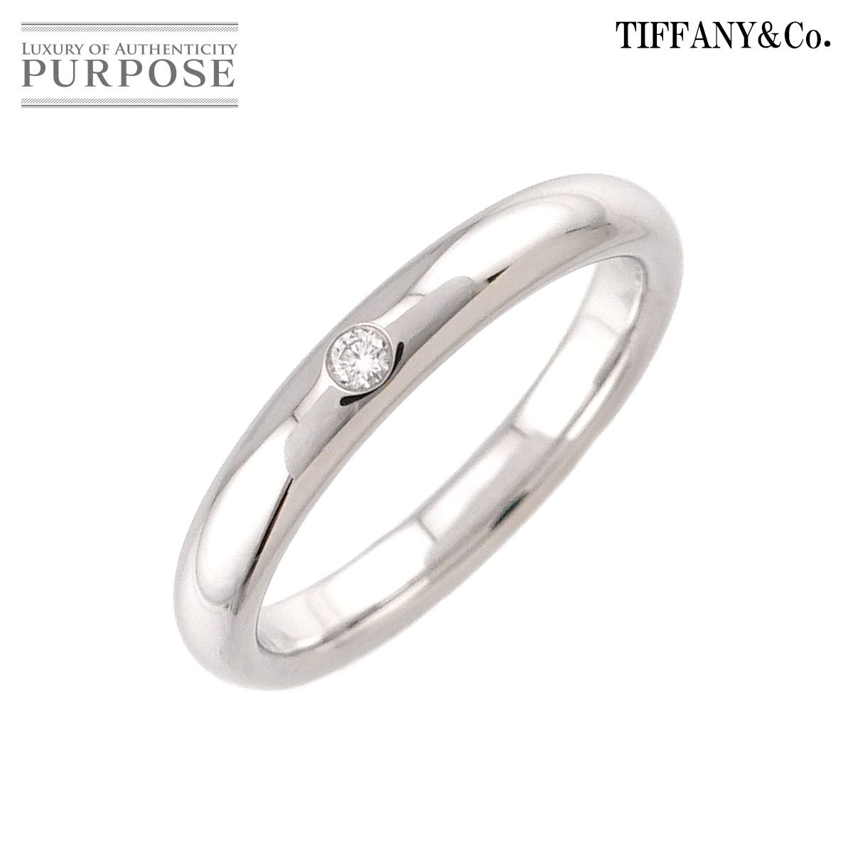 ティファニー TIFFANY&Co. スタッキング バンド 9号 リング ダイヤ 1P Pt プラチナ 指輪 Stacking Band Ring 90324407