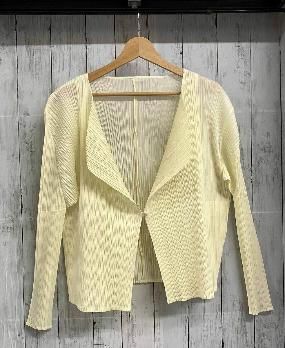 PLEATS PLEASE ISSEY MIYAKE/長袖カーディガン/サイズ3/ライトイエロー/PP04-JD623/ポケットあり 9,936円