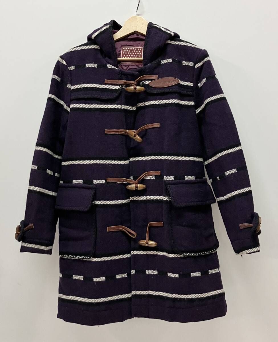 HYSTERIC GLAMOUR ヒステリック グラマー 2AC-7670 ボーダー柄 ダッフルコート 90S～ サイズFREE パープル 日本製
