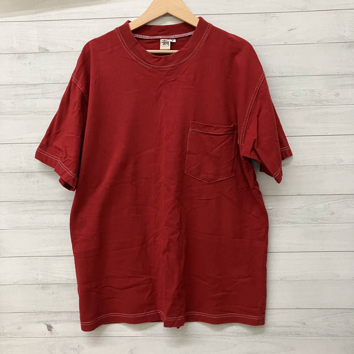 STUSSY ステューシー 半袖Tシャツ 90s 白タグ USA製 レッド Mサイズ
