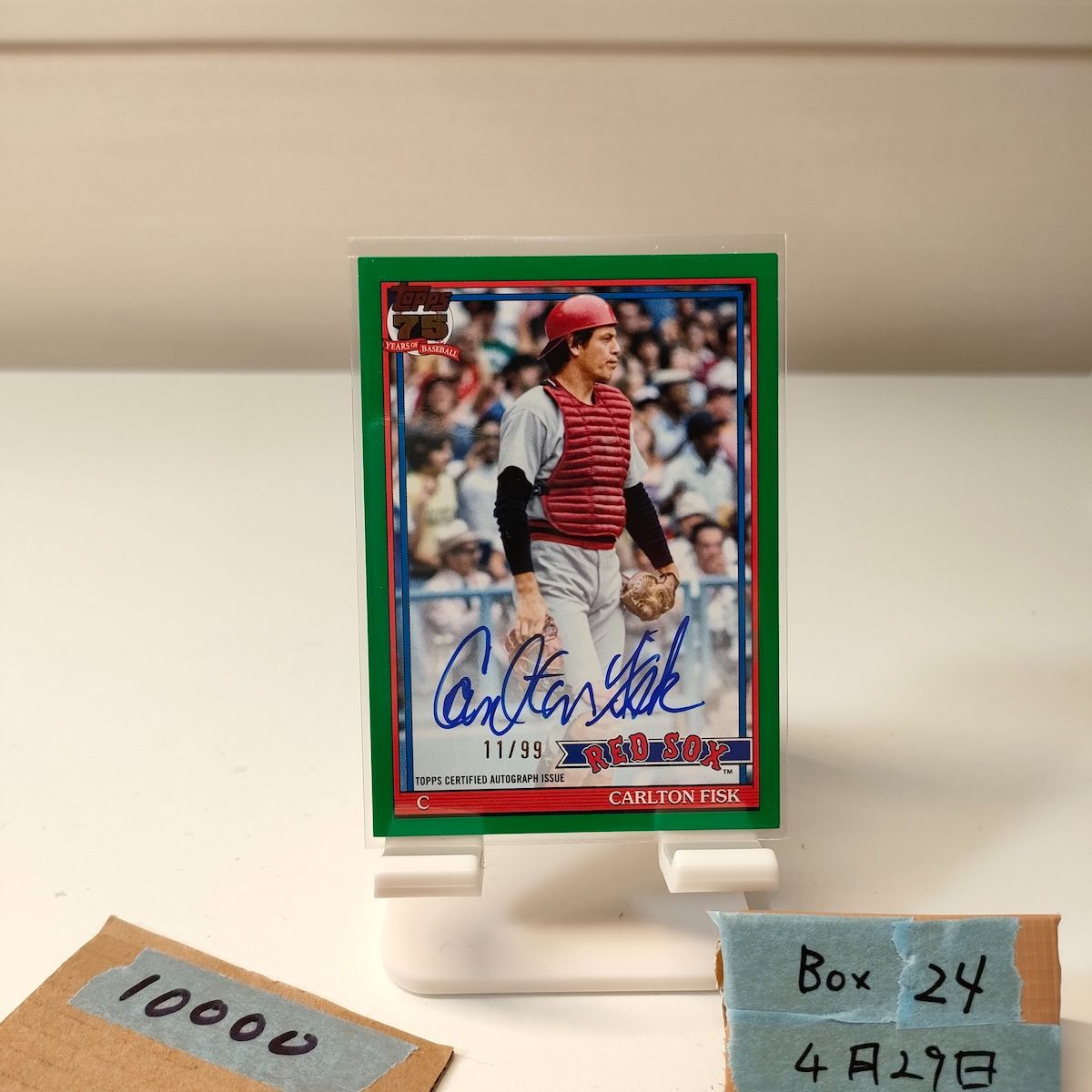 2026 Topps Carlton Fisk 11/99 直筆サインカード Boston Red Sox Green Parallel カード