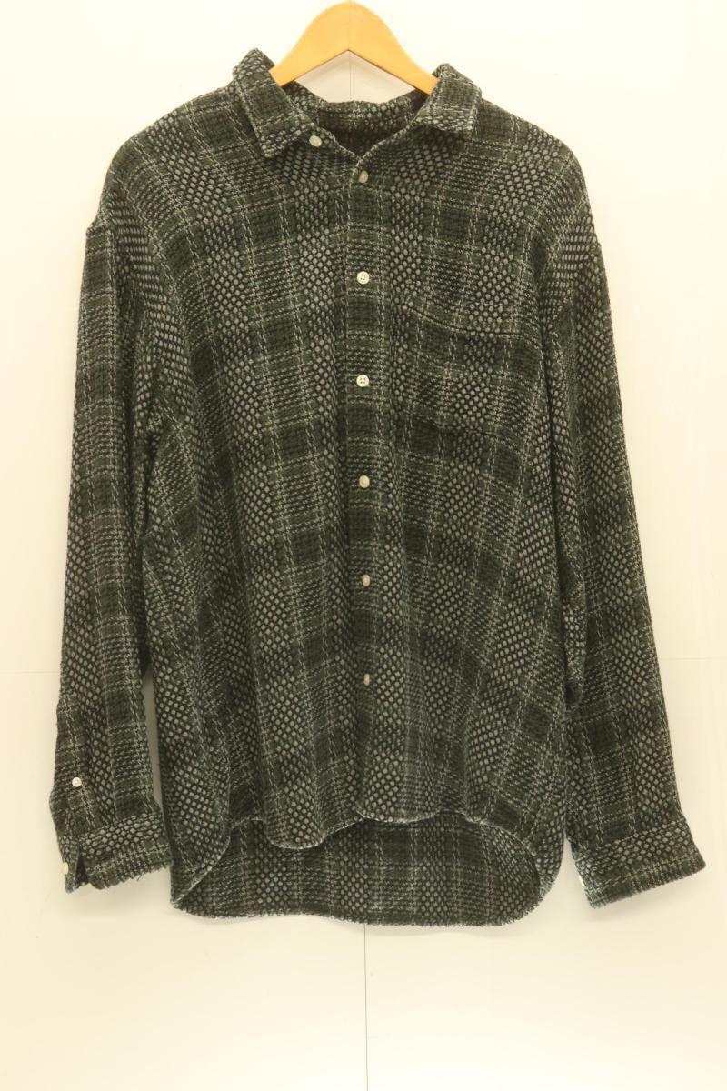 【中古】 Supreme メンズ長袖シャツ M Basket Weave Plaid Shirt Supreme M グレー 灰 チェック