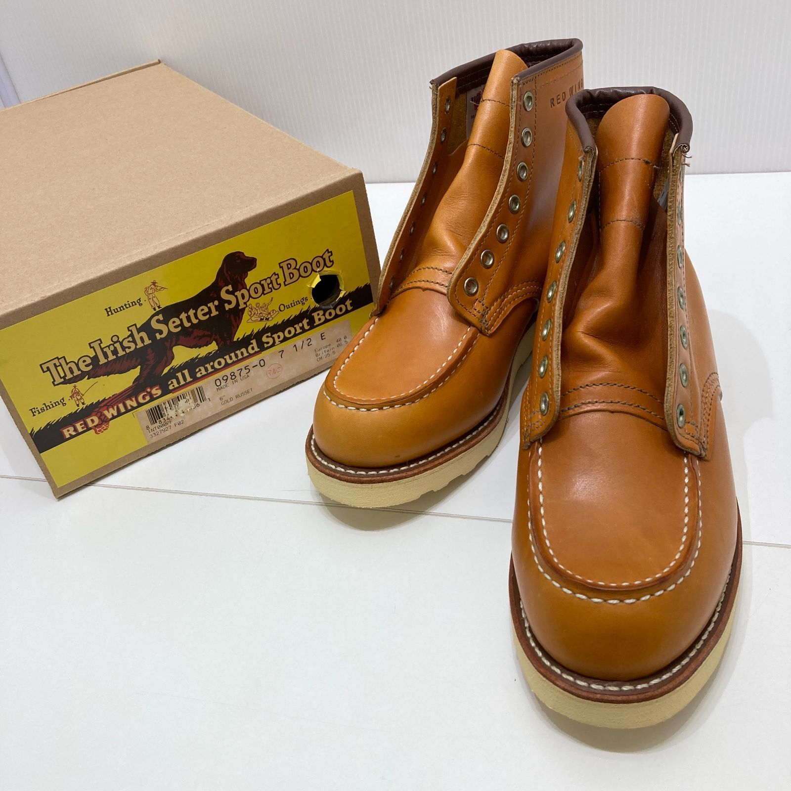RED WING レッドウィング 犬タグ アイリッシュセッター 9875 US7.5E 25.5cm キャメル