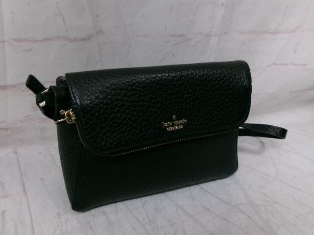 【中古】kate spade ケイトスペード ペブルレザー カーター ベリン クロスボディ ショルダーバッグ WKRU5955 ブラック 991914935
