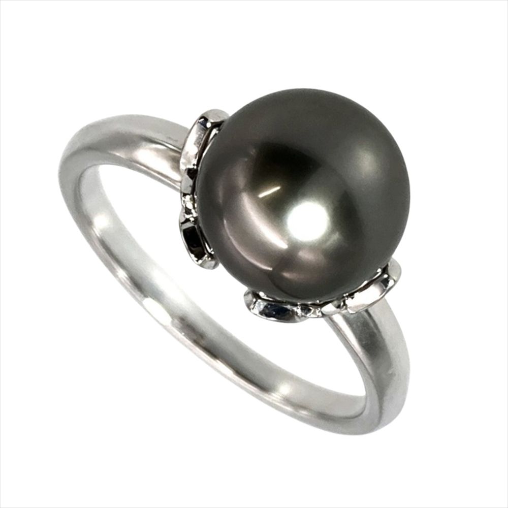 ミキモト MIKIMOTO 黒蝶パール 約9.5mm リング 指輪 約17号 Pt950 7.6g プラチナ レディース【中古】