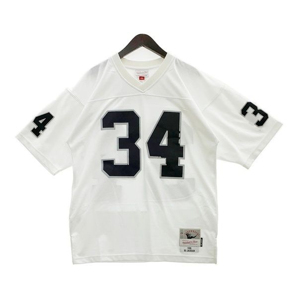 Mitchell & Ness ミッチェル & ネス ゲームシャツ ユニフォーム カットソー NFL Bo Jackson メンズ Lサイズ ホワイト トップス DM19203■