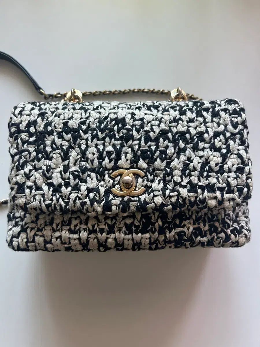 正規品*CHANEL シャネル 九井 一 ハンドル 29 チェーン ショルダー ツイード ブラック 白 バッグ