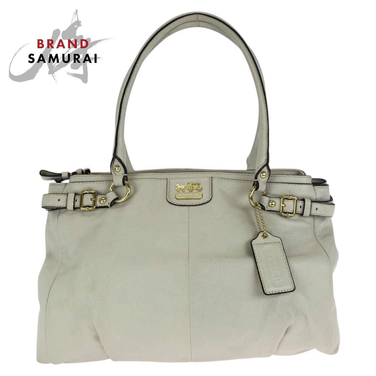 美品 COACH コーチ マディソン カラ キャリーオール オフホワイト ゴールド金具 レザー 22262 トートバッグ ショルダーバッグ 602670【中古】 16,633円