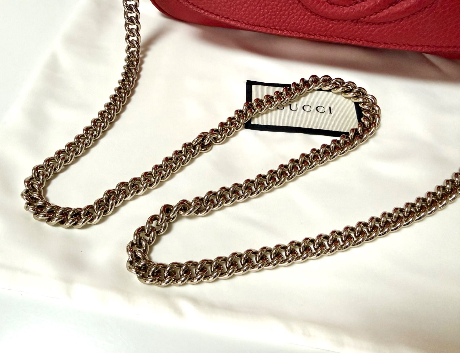 GUCCI グッチ ソーホー チェーンショルダーバッグ 赤 タッセル - メルカリ