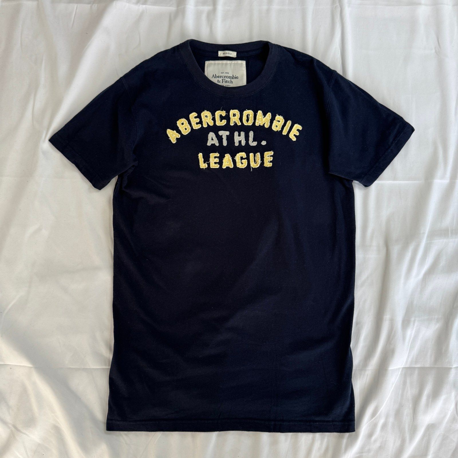 Abercrombie&Fitch MUSCLE ロゴTシャツ ネイビー XL マッスルフィット 