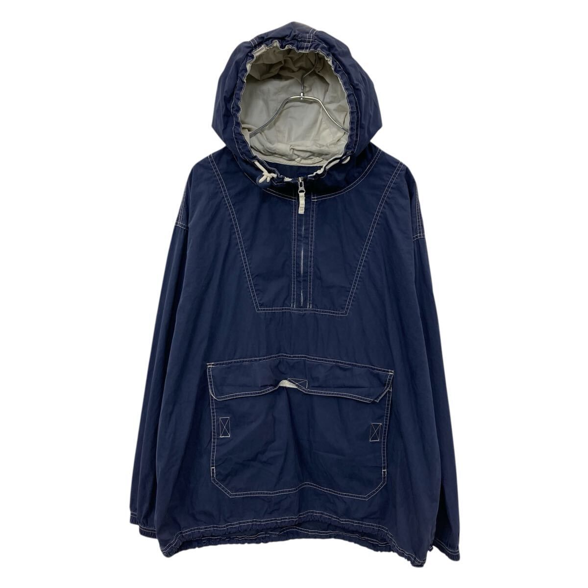 90s～ OLD GAP アノラックパーカー XL ネイビー ホワイト オールドギャップ ハーフジップ 白ステッチ ドローコード 春秋物 a804-5145