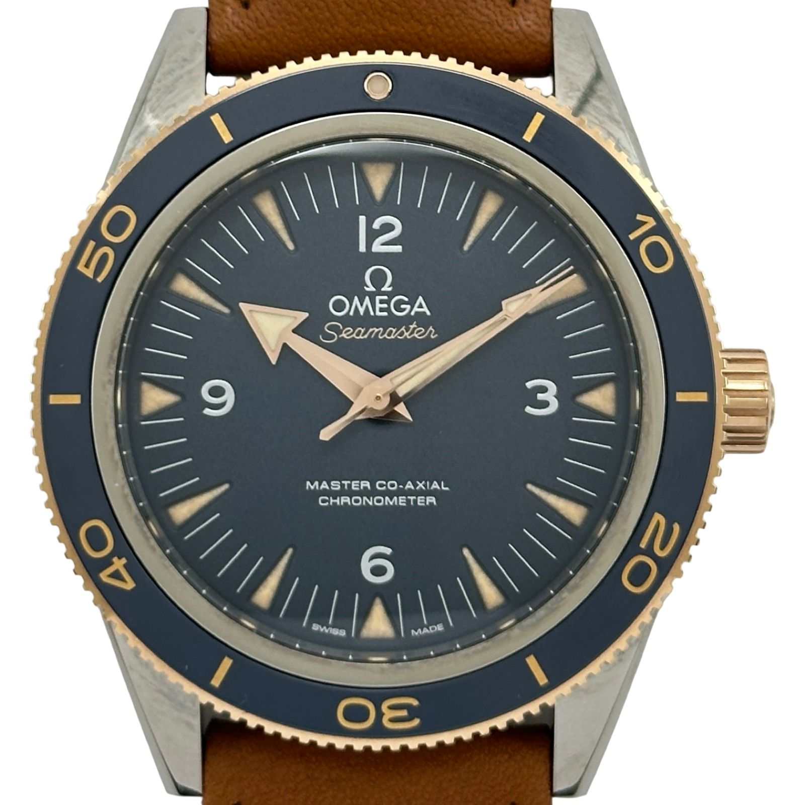 オメガ OMEGA シーマスター 300 マスター コーアクシャル クロノメーター 41mm 233.62.41.21.03.001 ブルー チタン/ピンクゴールド 自動巻き メンズ 腕時計