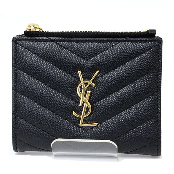 サンローラン SAINT LAURENT モノグラム バイフォールドウォレット カサンドラ 二つ折り財布 575879BOW011000 ブラック 未使用品