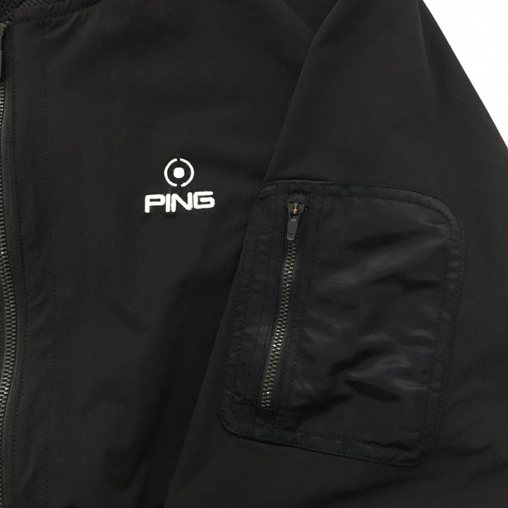 超美品】ピン ジャケットブルゾン 黒 ロゴ白 CORDURA 裏地メッシュ