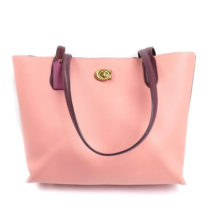 COACH コーチ ウィロウ トート カラーブロック トートバッグ ピンク ワインレッド C0692 レディース 中古