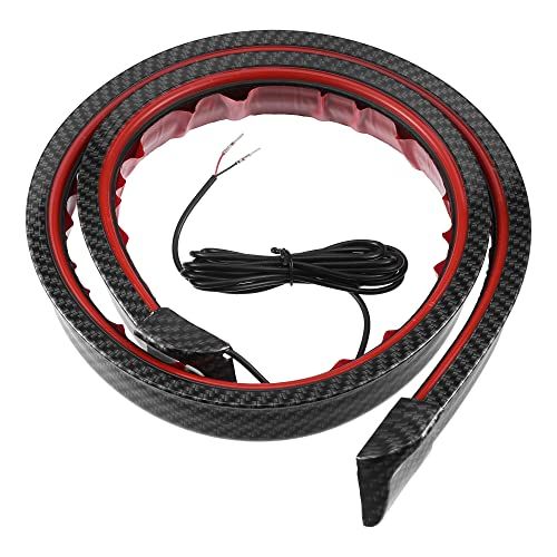 A ABSOPRO ユニバーサルカースポイラー レッドLEDライト付き 1.2 m/1.2 m カートランクスポイラーリップキット 車のテールライトストリップバースポイラー ラバー カーボンファイバーパターン ブラックkk 49d2718e