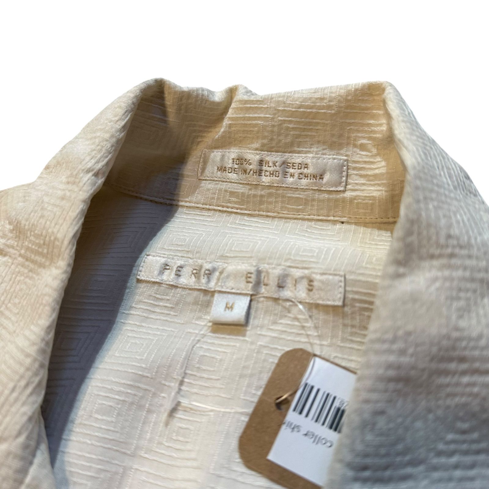 90s PERRY ELLIS 100% SILK open collar shirt