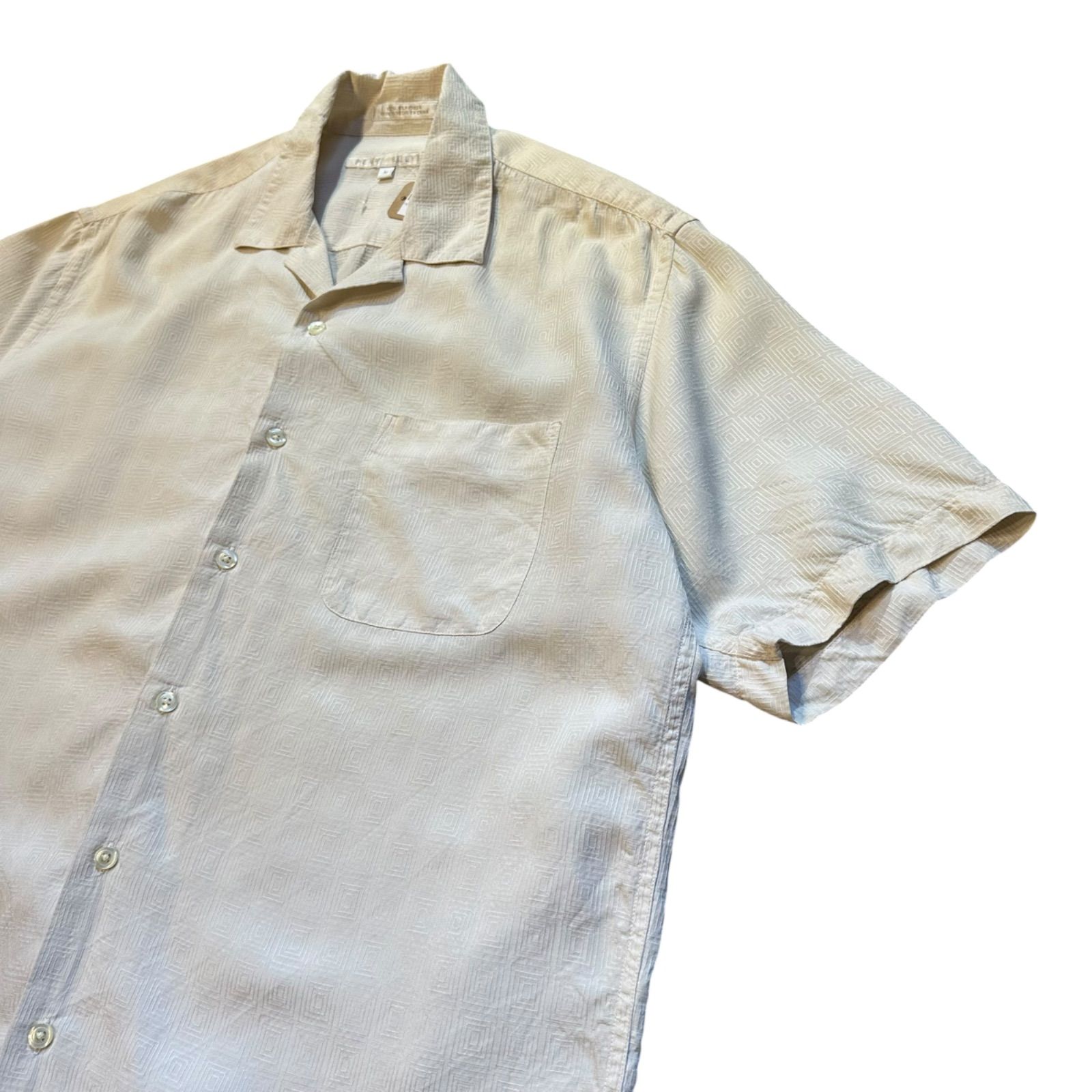 90s PERRY ELLIS 100% SILK open collar shirt