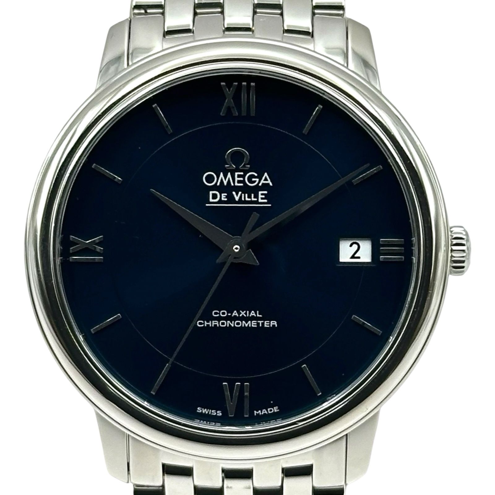 オメガ OMEGA デビル プレステージ コーアクシャル 424.10.37.20.03.001 ブルー ステンレススチール 自動巻き メンズ 腕時計