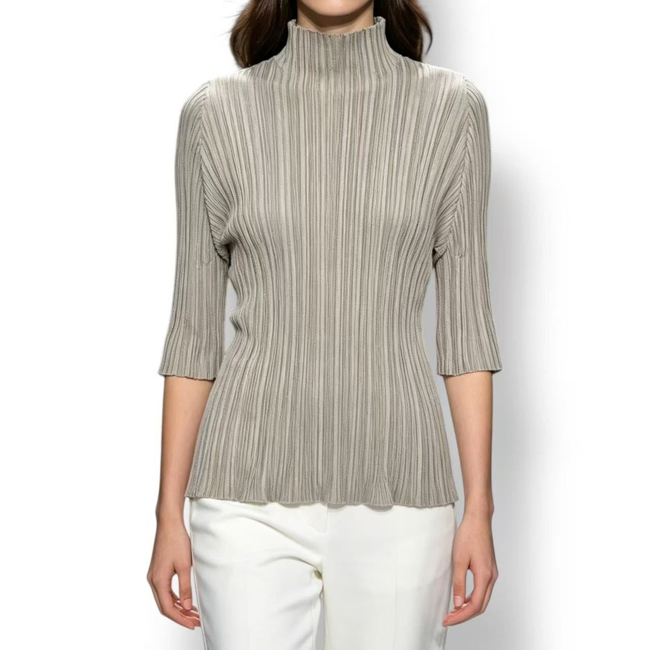極美品 ISSEY MIYAKE イッセイミヤケ PLEATS PLEASE プリーツプリーズ カットソー グレー サイズ4 21,812円