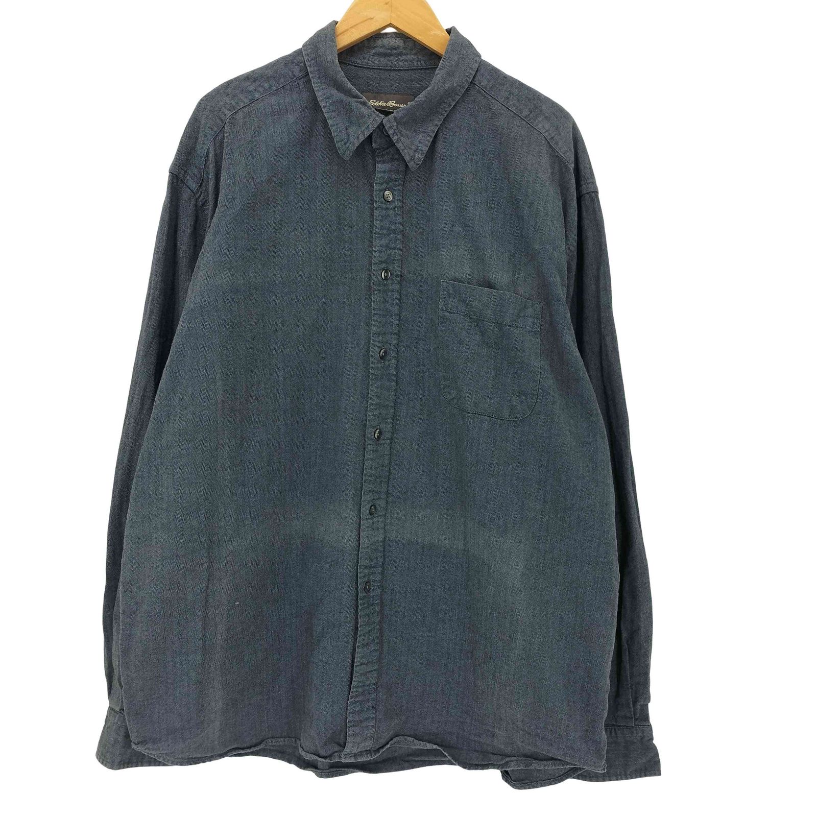 エディーバウアー Eddie Bauer 90~00s ヘリンボーン柄 コットン L/S シャツ メンズ import：XL