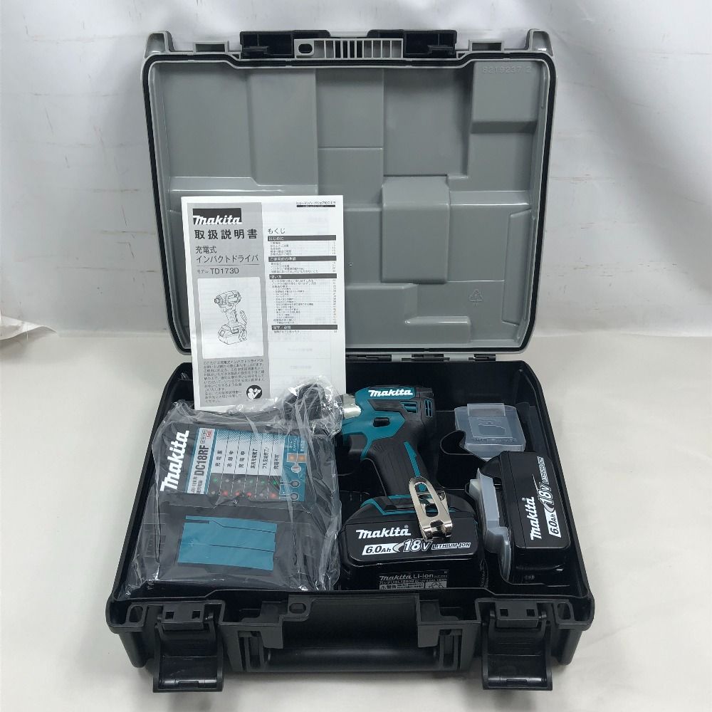 MAKITA マキタ 工具 インパクトドライバ 未使用品(S) 充電器・充電池2個・ケース付 コードレス式 TD173DRGX ブルー