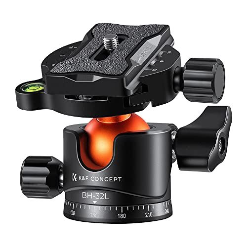 【新品】K&F Concept 自由雲台 32mmボールベッド 耐荷重12kg アルミ製 360°回転 1/4ネジ アルカスイスプレートに対応 一眼レフ DSLR ビデオカメラ 三脚一脚用 雲台 271561d7