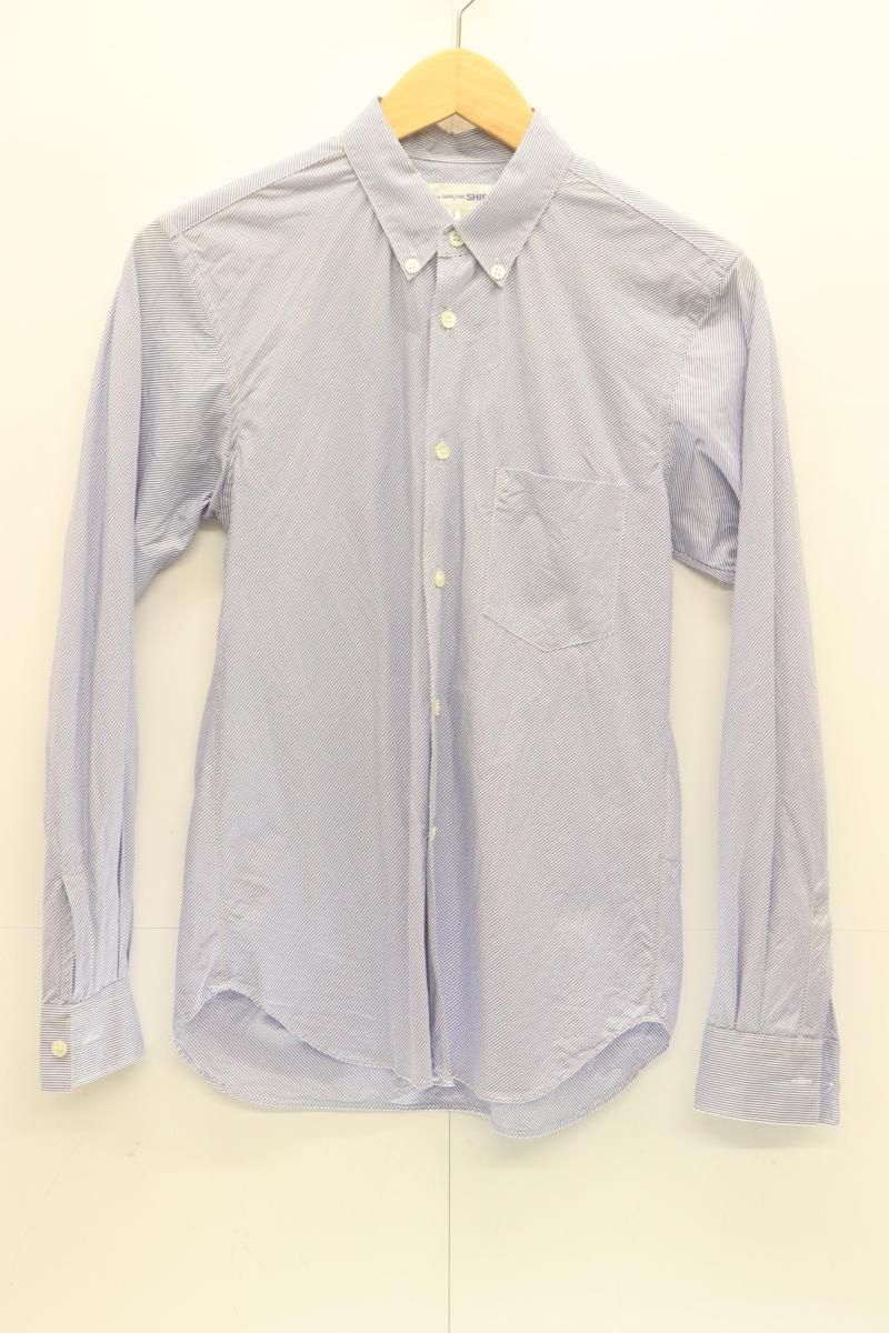 【中古】 COMME des GARCONS SHIRT メンズ長袖シャツ S 長袖シャツ COMME des GARCONS SHIRT S 白 ホワイト 青 ブルー ストライプ